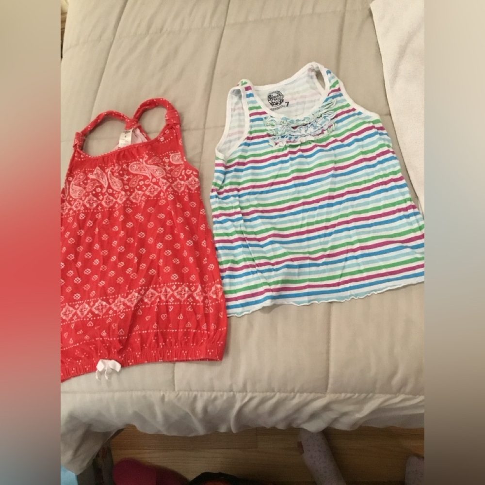 Colorful Striped and Red Patterned Kids Tank Tops